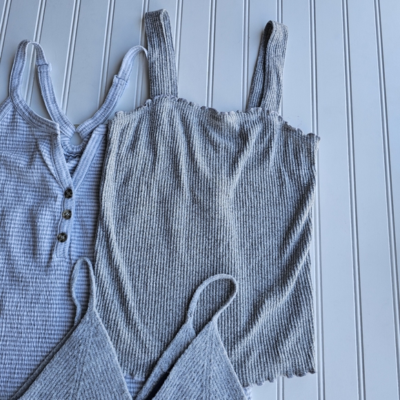 Bke, French Connection, American Eagle, Gray Ribbed Tank Top Set Womens XS - Picture 3 of 3